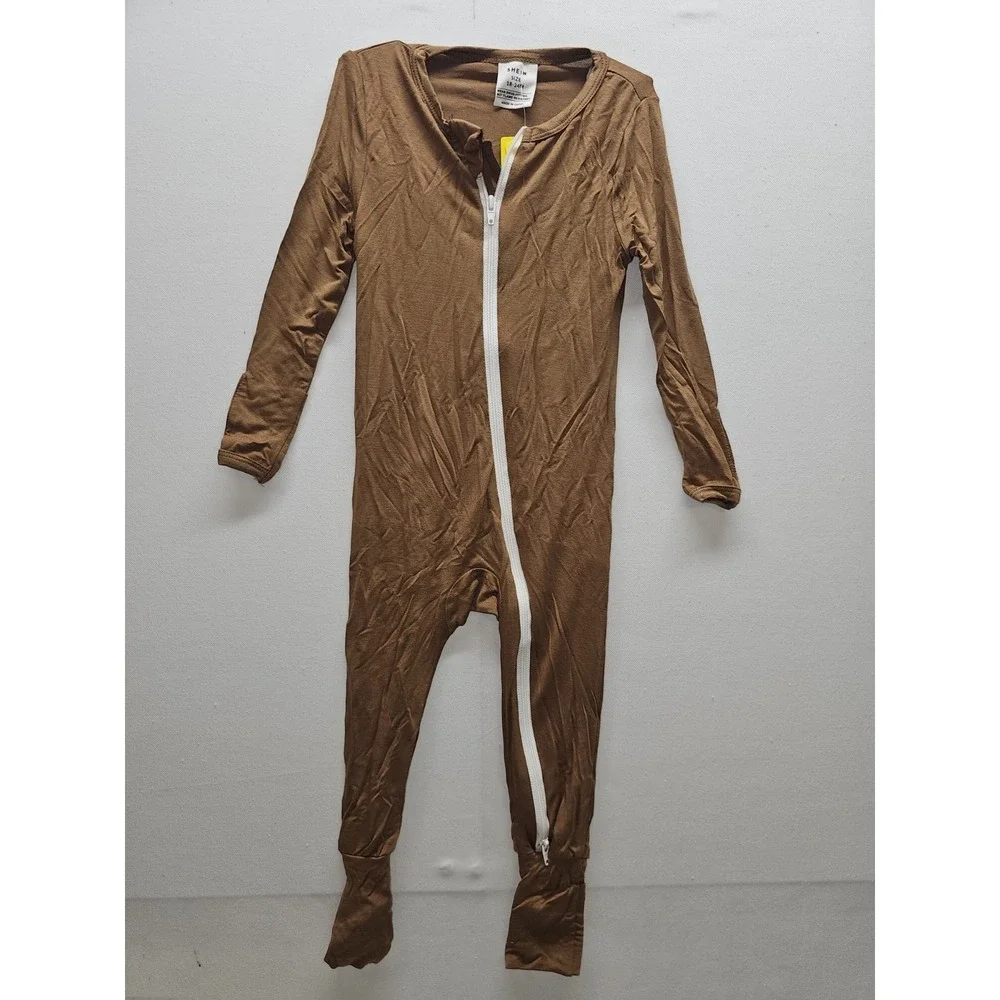 LOT 4 SHEIN Kids Baby Bamboo Sleep Play Pajamas 18-24M Solid Neutral